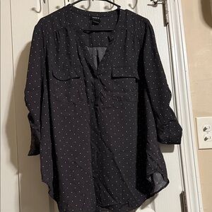 Torrid Black Blouse with White Dots NWOT 18/20